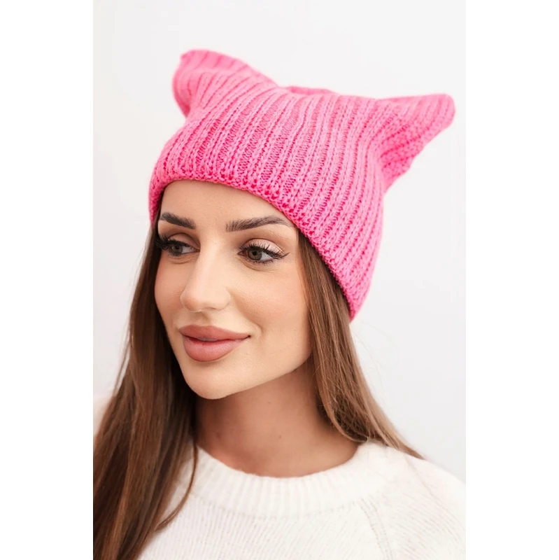 Kesi Dámska zimná čiapka z vlny s mačacím strihom z rebrovanej 66717859