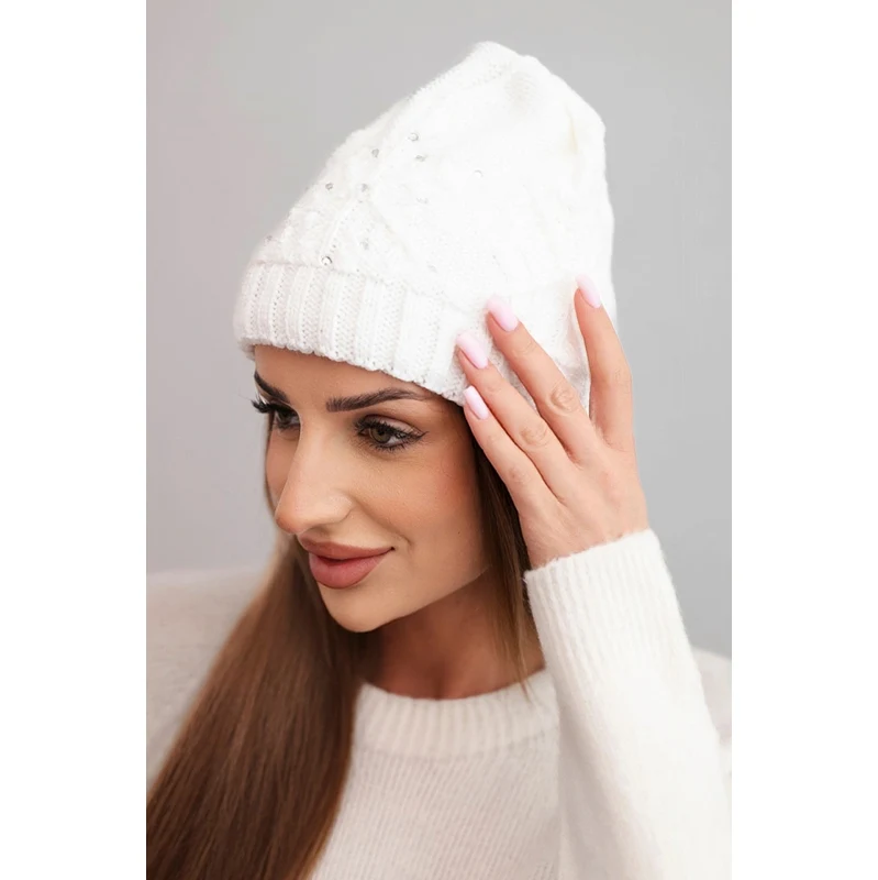 Kesi Dámska zimná čiapka s vlnou a ozdobným vzorom s perličkami K470 66717861