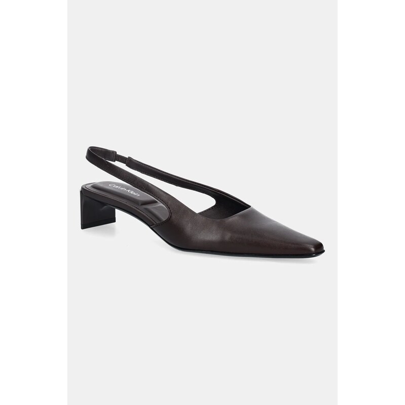 Kožené lodičky Calvin Klein SET BACK HEEL PUMP SLINGBACK LTH 66723928