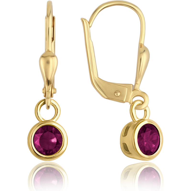 OLIVIE MINET Elegantné zlaté náušnice s červenými zirkónmi Au 585/1000 66795593