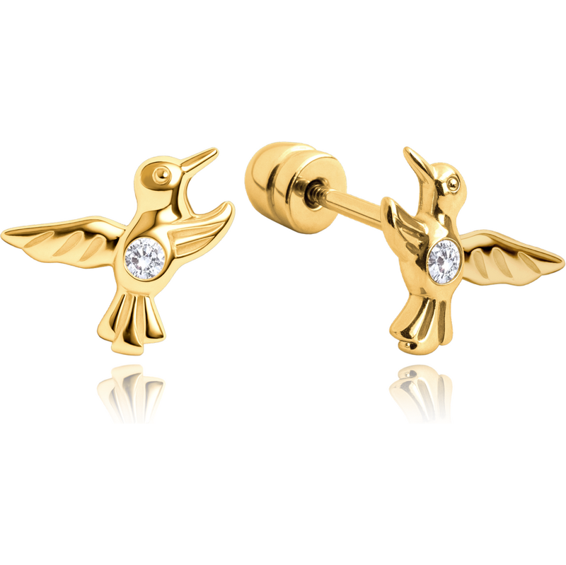 OLIVIE MINET Zlaté náušnice kolibríky na skrutku Au 585/1000 66795640