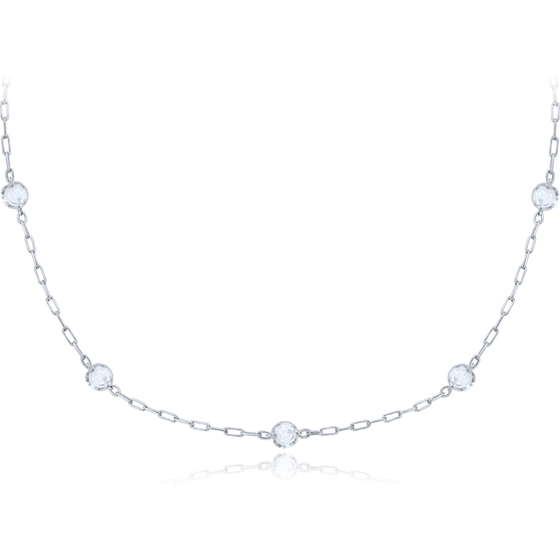 OLIVIE MINET Elegantný náhrdelník z bieleho zlata gulička Au 585/1000 66795626