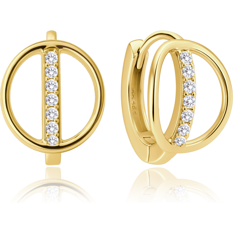 OLIVIE MINET Elegantné zlaté náušnice s bielymi zirkónmi Au 585/1000 66795642