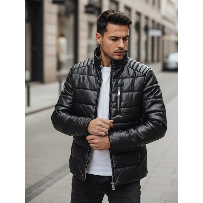 Dstreet Zateplená čierna pánska bunda moderného dizajnu 66724740