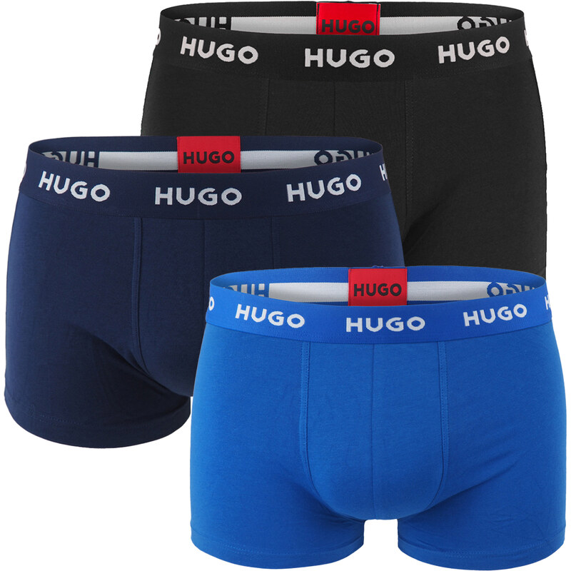 HUGO - boxerky 3PACK eco friendly cotton stretch midnight blue & black 66725625