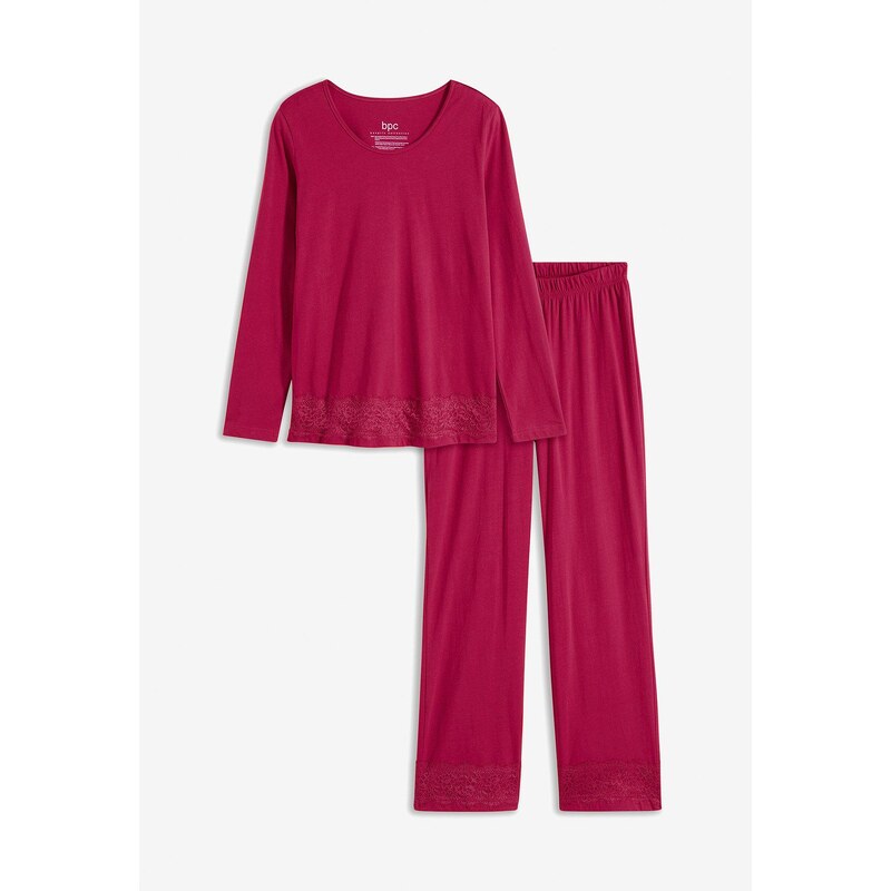 bonprix Pyžamo s decentnou čipkou, farba ružová 60614460