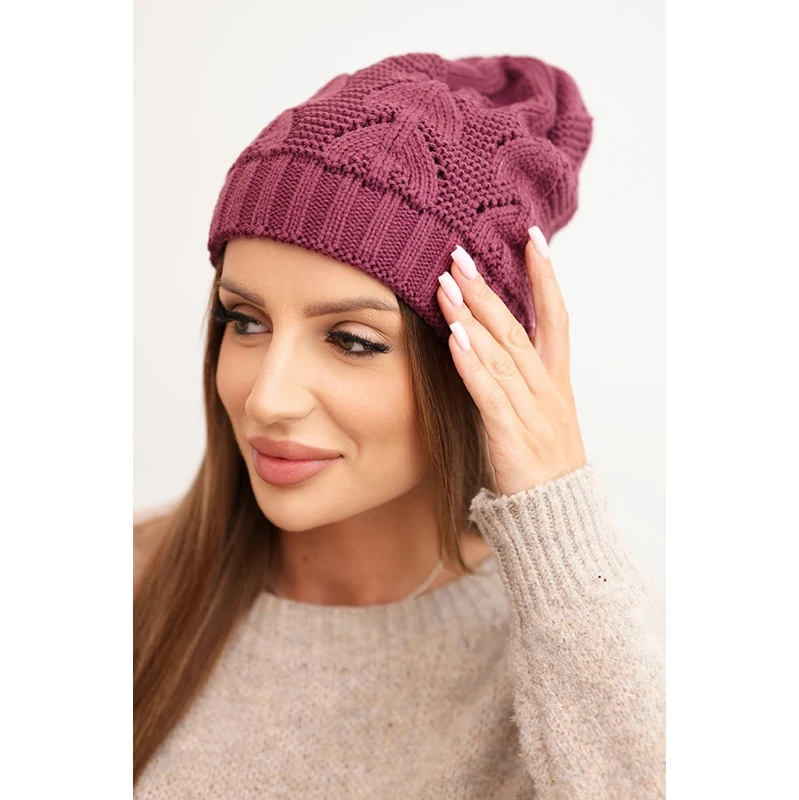 Kesi Dámska zimná čiapka z vlny so štruktúrovaným úpletom K432 tmavo 66726588