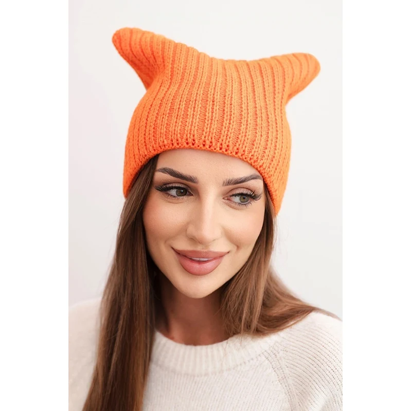 Kesi Dámska zimná čiapka s vlnou v mačacom strihu z prúžkovanej 66728134