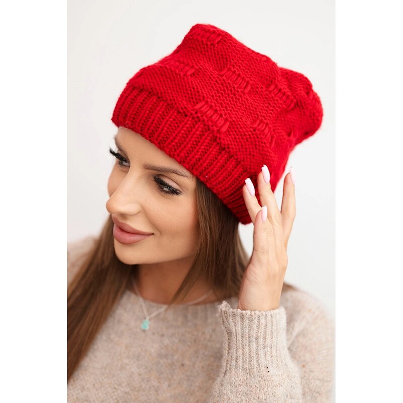 Kesi Dámska zimná čiapka z vlny s ozdobným vzorom K451 červená 66713246