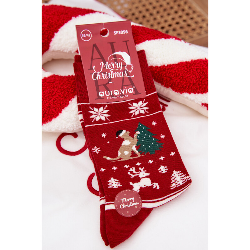 Vianočné ponožky Aura.via s mačkou 66728302