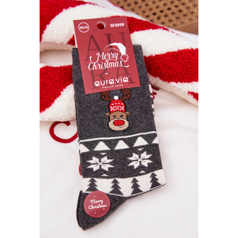 Aura.via Vianočné ponožky s motívom soba 66728312