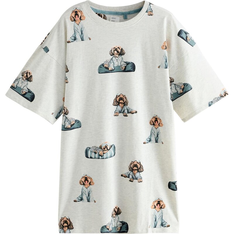 Next Nočná košieľka modrá / svetlohnedá / svetlosivá / prírodná biela 66731863