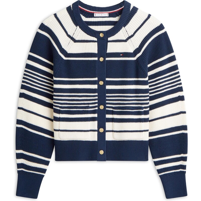 TOMMY HILFIGER Kardigán námornícka modrá / biela ako vlna 66731914