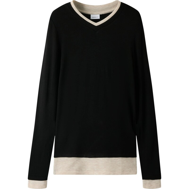 NAME IT Tričko NKFNora svetlobéžová / čierna 66738811