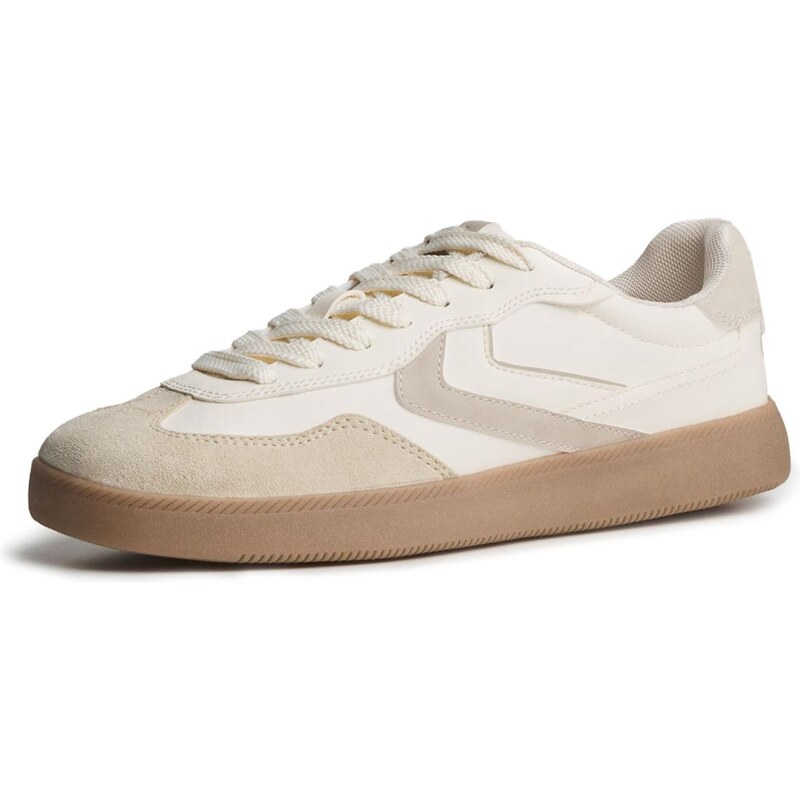 Bershka Nízke tenisky béžová / biela 66731968