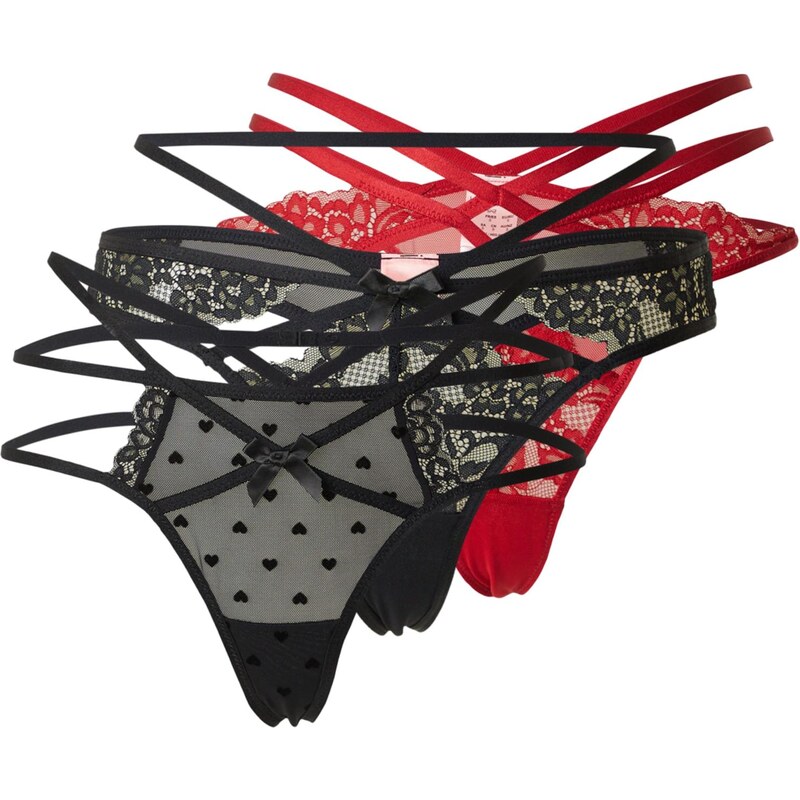 Hunkemöller Tangá červená / čierna 66733112