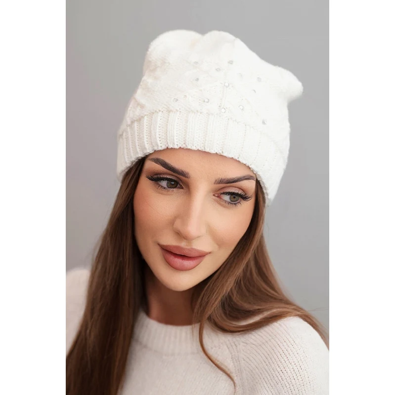 Kesi Dámska zimná čiapka s perlami K470 ecru 66737601