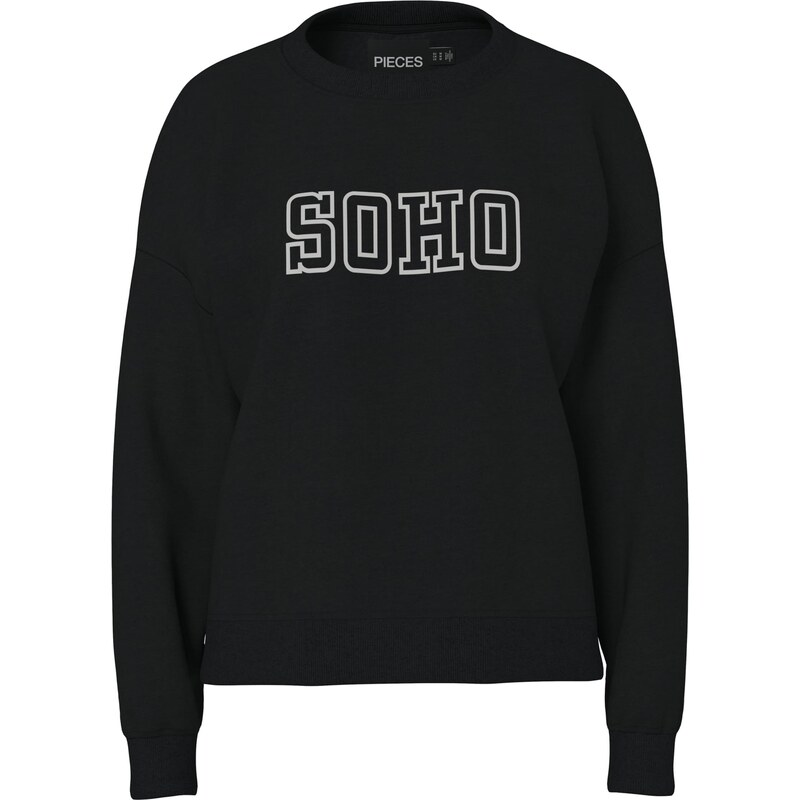 PIECES Mikina PCRisso čierna / biela 66738823