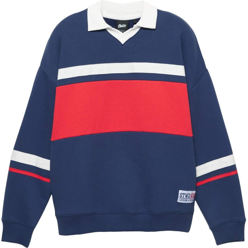 Pull&Bear Mikina STWD námornícka modrá / červená / biela 66738948