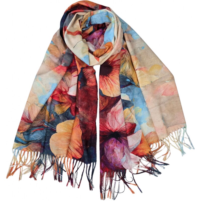 Katrins Fashion Dámsky šál kvietkovaný 66786644