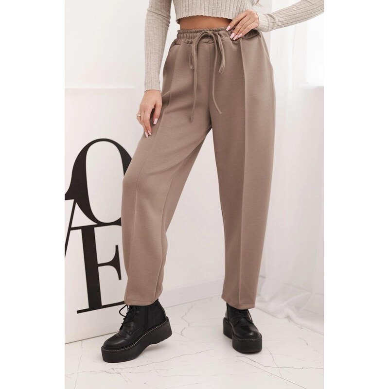 MladaModa Elegantné nohavice s vysokým pásom a viazaním v páse model 66786674