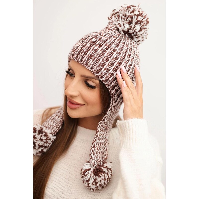 MladaModa Dámska čiapka s dlhými ušami Emma K343 hnedá 66786696