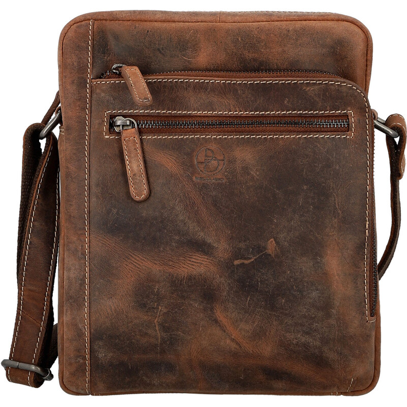 Štýlová pánska kožená crossbody taška Bellugio Nils, hnedá 66787215