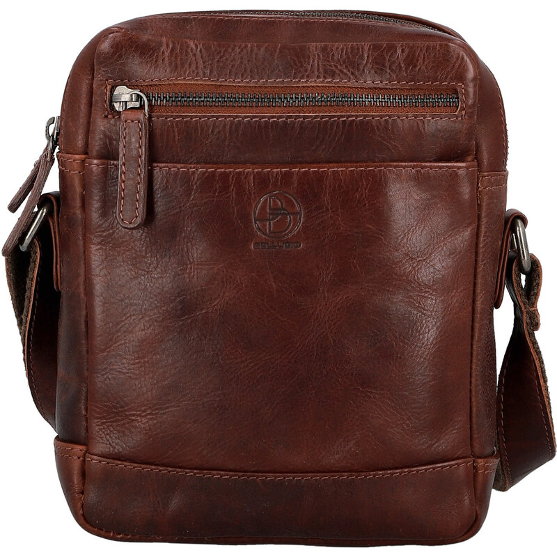 Trendy pánska kožená crossbody taška Bellugio Namix, tmavo hnedá 66787216