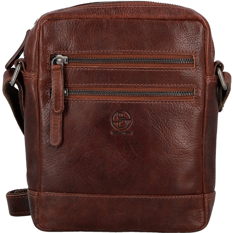 Módna pánska kožená crossbody taška Bellugio Stas, tmavo hnedá 66787224
