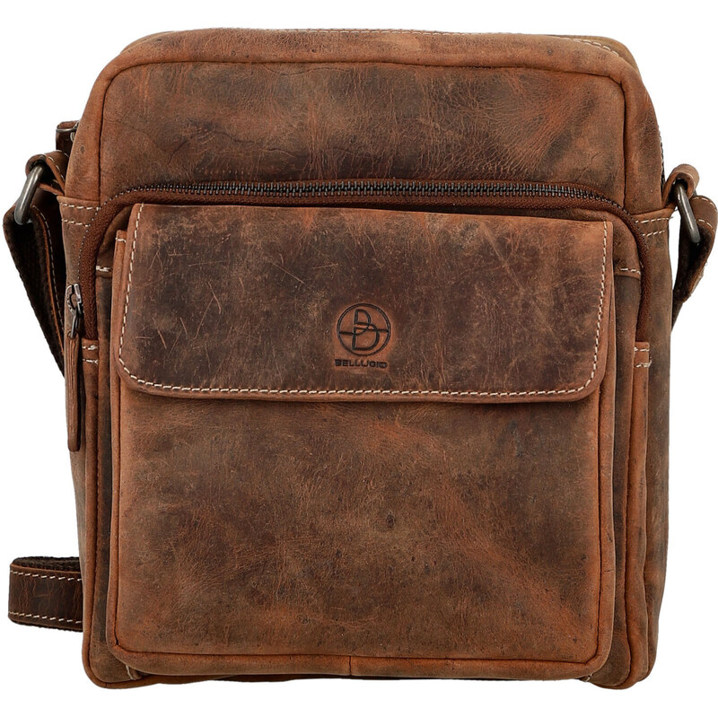 Trendy pánska kožená crossbody taška Bellugio Lorain, hnedá 66787227