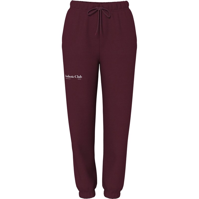 PIECES Nohavice PCRISSO vínovo červená / biela 66789702