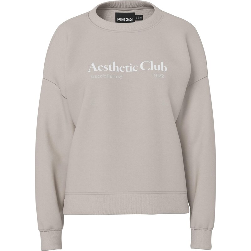 PIECES Mikina PCRisso svetlosivá / biela 66789777