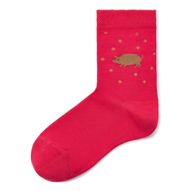 Vlnka Detské vianočné bavlnené ponožky zlaté prasiatko 66795283