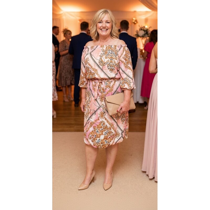 (veľ. 44/48) Šaty s barokovým vzorom ružové 54605522