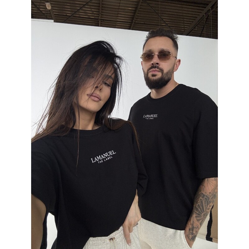 LaManuel Dámske oversize čierne tričko BASE 66798371