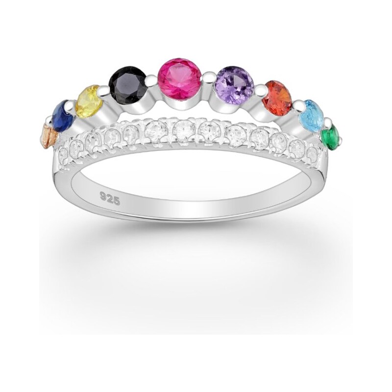 Strieborný prsteň Arielle – farebný 66798435