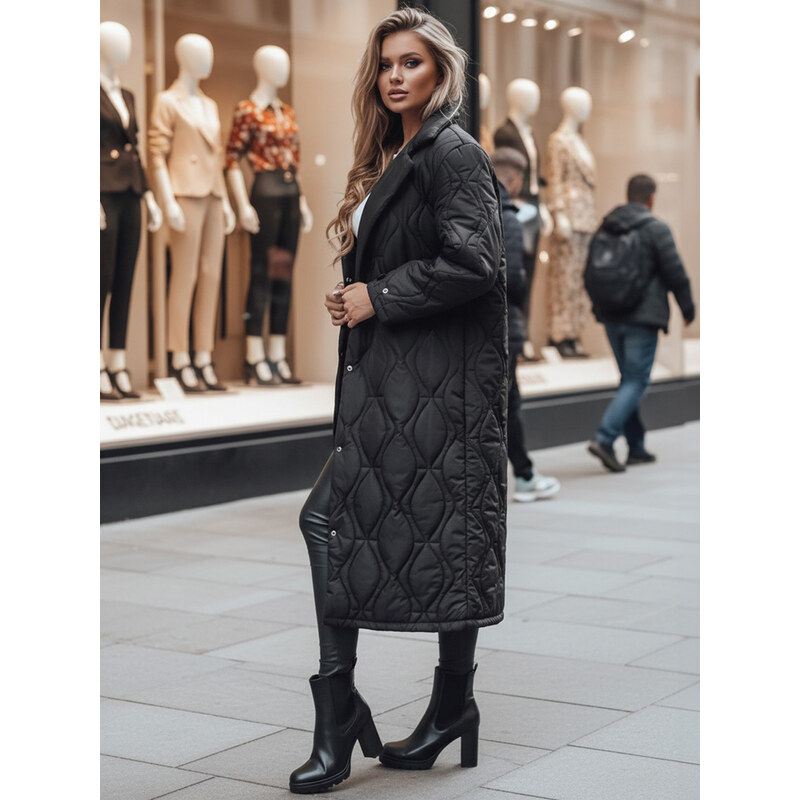 BASIC Čierny dámsky dlhý prešívaný kabátik TRENDIFY TY4378z 66801157