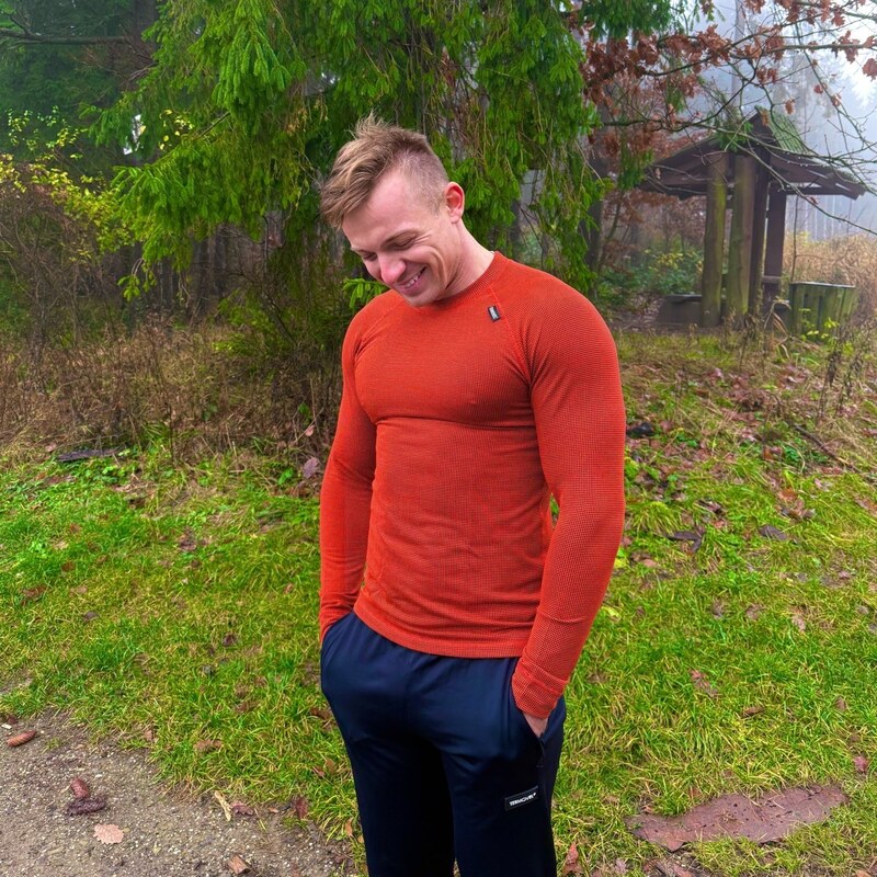 TERMOVEL Oranžové pánske termo tričko z modalu 66801181