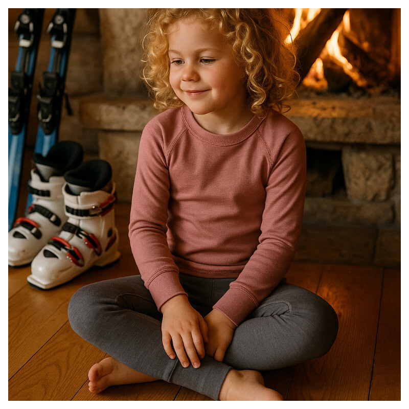 TERMOVEL Detský set termobielizne - staroružové tričko a sivé spodky 66801189