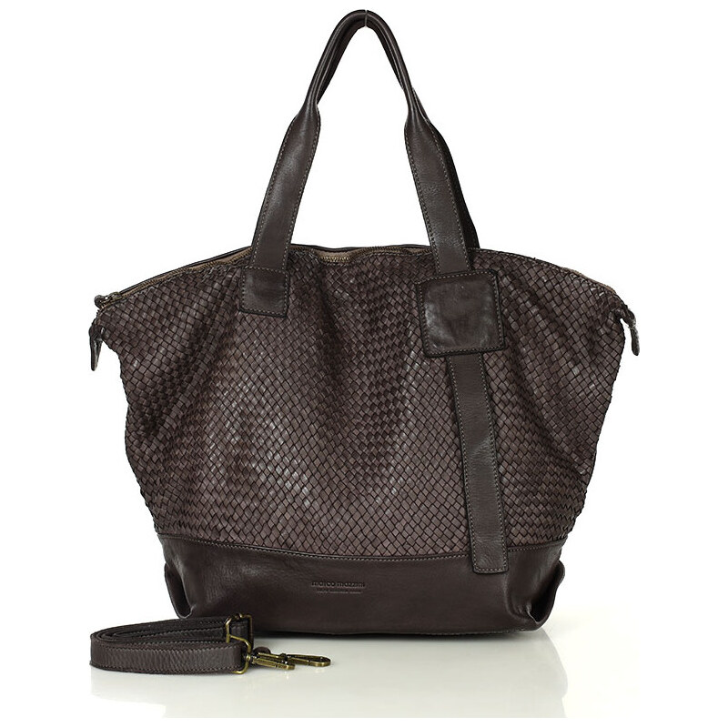Marco Mazzini Tmavohnedá dámska kožená shopper kabelka (v257d) 66801193