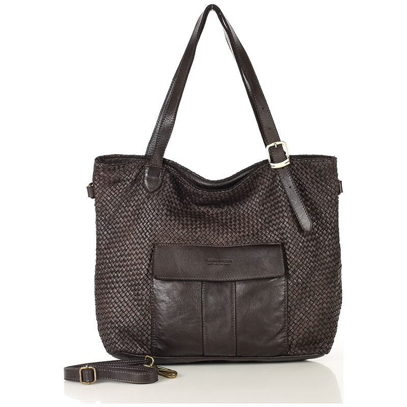 MARCO MAZZINI Veľká tmavohnedá tkaná kabelka (v250f) 66801195