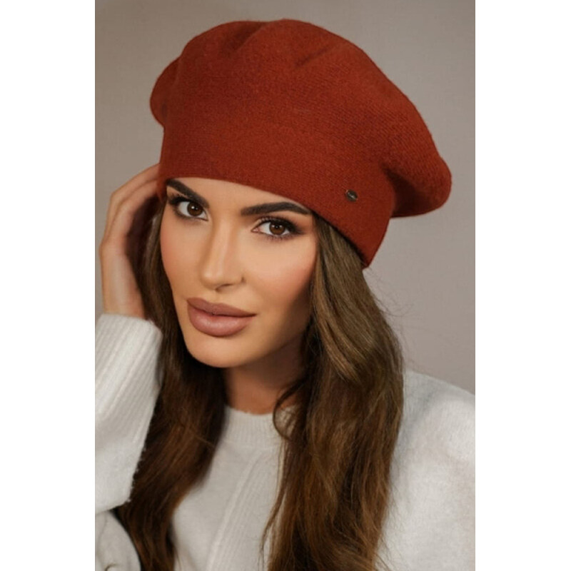 Kamea Tehlová elegantná dámska baretka na zimu Kiang, Farba tehlová 66799049