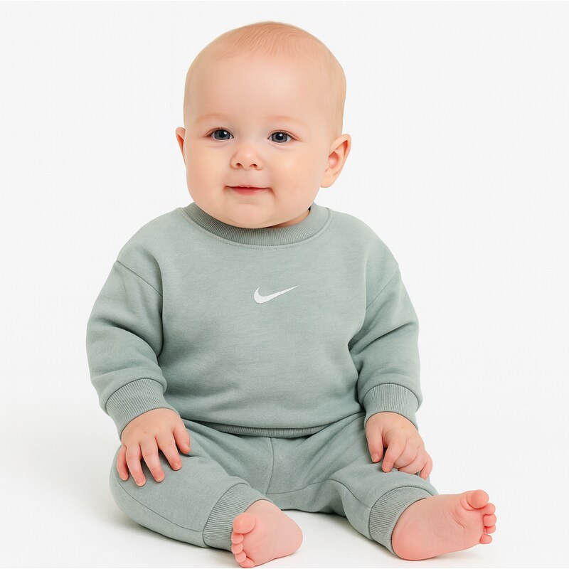 Nike kids essential fleece crew set GREEN HEATHER 63591783
