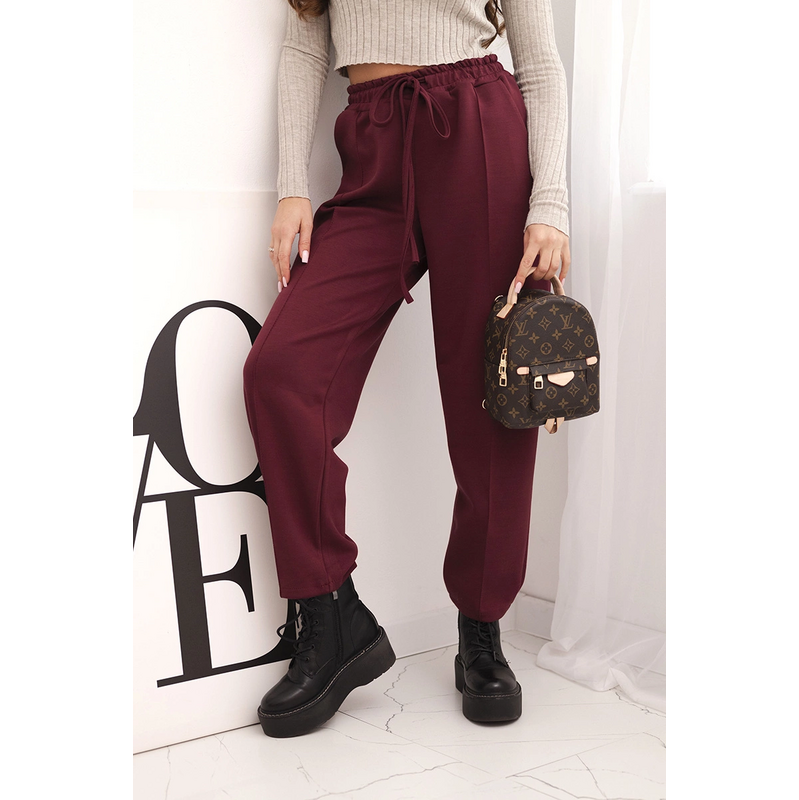 Kesi Elegantné dámske nohavice s vysokým pásom a zaväzovaním v páse 68161362