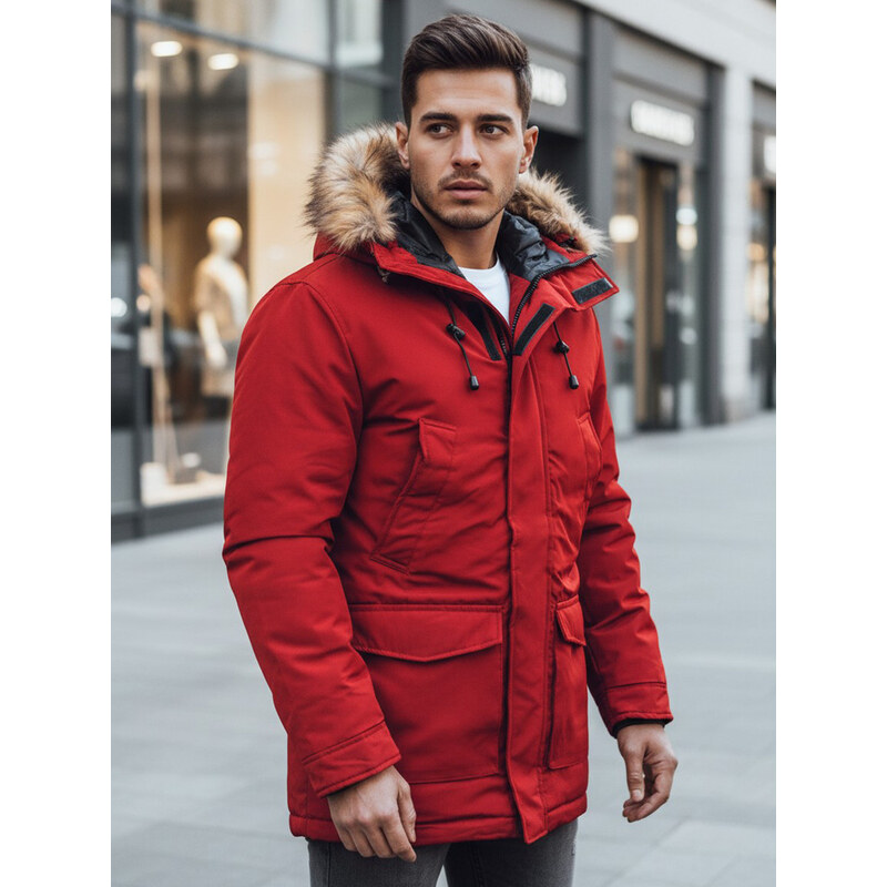 Pánska bunda parka zimná červená Dstreet TX2995z 66805689