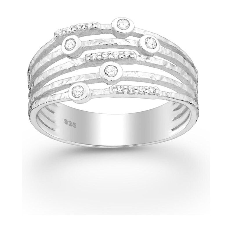 Strieborný prsteň Selene – vrstvený dizajn so zirkónmi 66802862