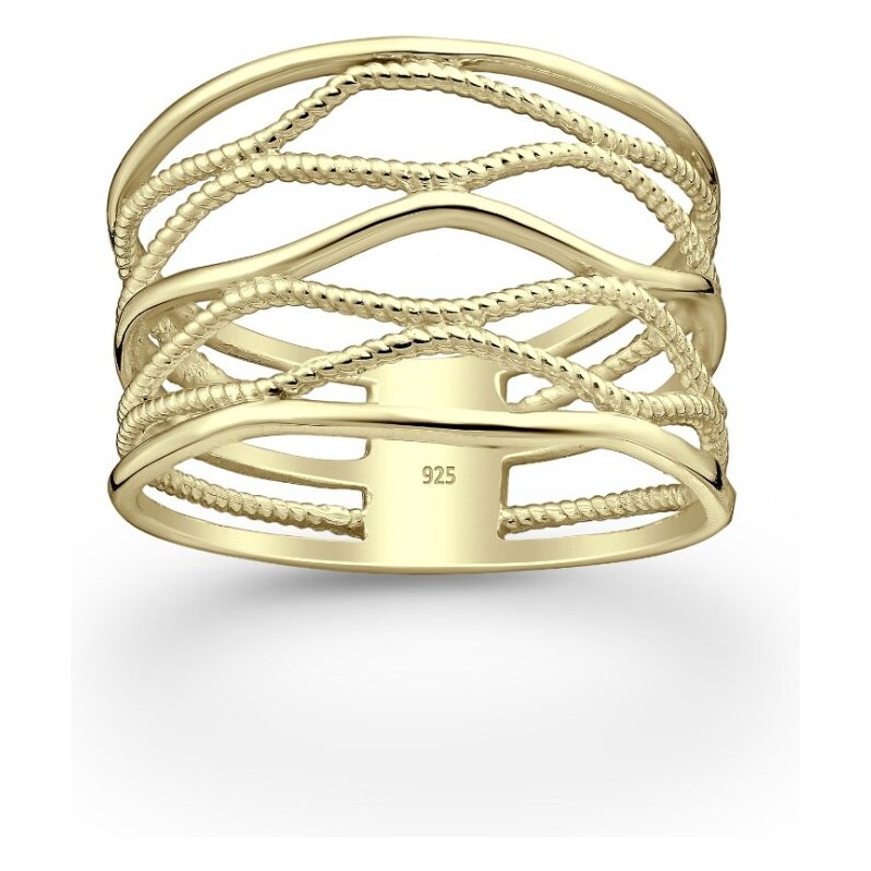 Strieborný pozlátený prsteň Elora – prepletené línie 66802863
