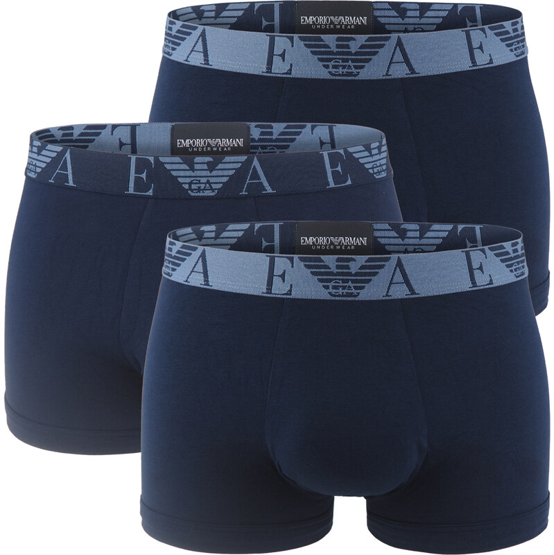 EMPORIO ARMANI - boxerky 3PACK stretch cotton Eagle logo waist navy 66804730