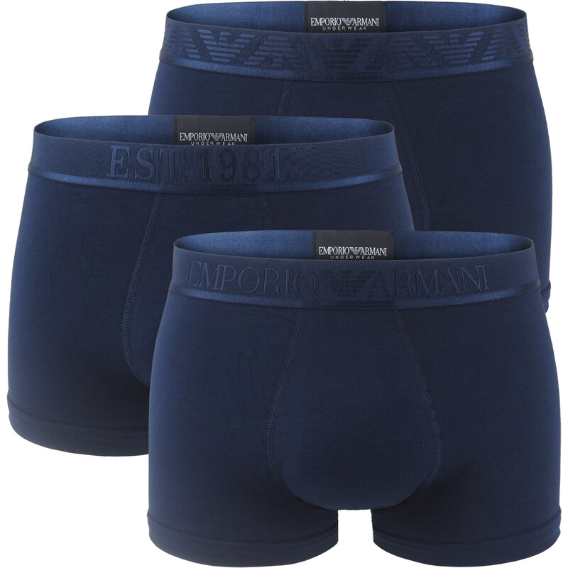 EMPORIO ARMANI - boxerky 3PACK organic stretch cotton essential tonal 66804732