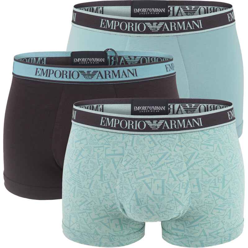 EMPORIO ARMANI - boxerky 3PACK stretch cotton iconic Armani logo teal 66804737